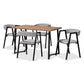 Delgado Modern and Contemporary Grey Fabric Upholstered and Black Metal 5-Piece Dining Set FredCo
