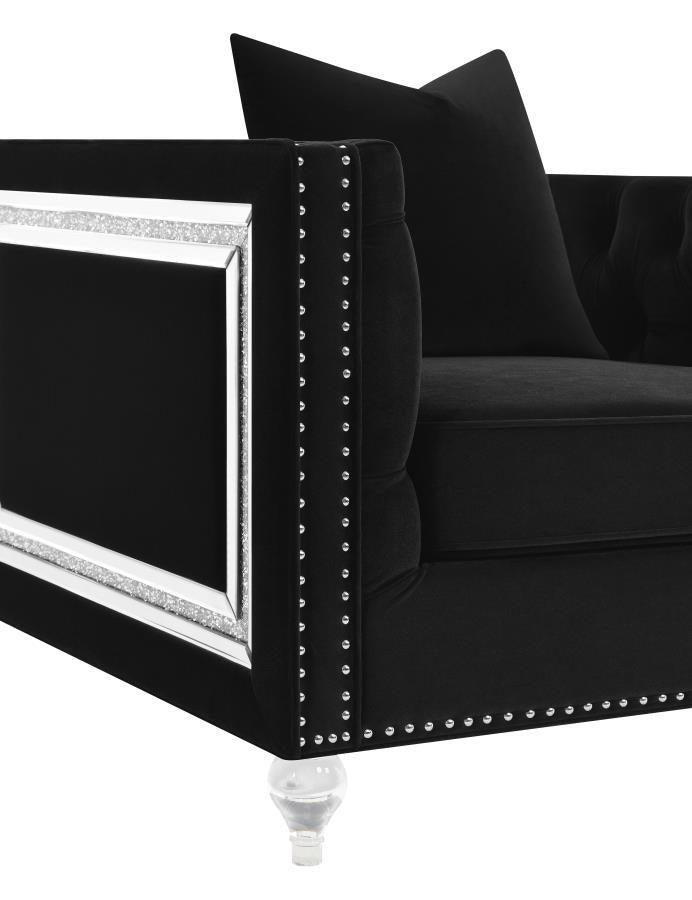 Delilah Upholstered Living Room Set Black 509361-S3 Coaster FredCo