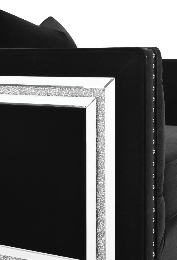Delilah Upholstered Living Room Set Black 509361-S3 Coaster FredCo