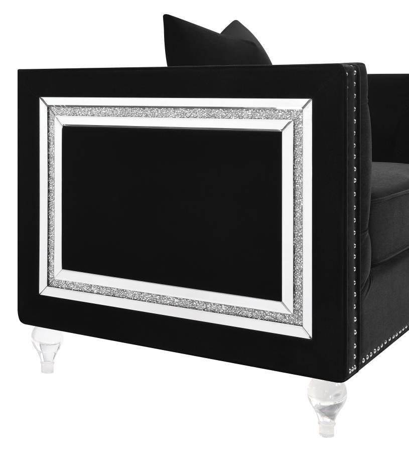 Delilah Upholstered Living Room Set Black 509361-S3 Coaster FredCo