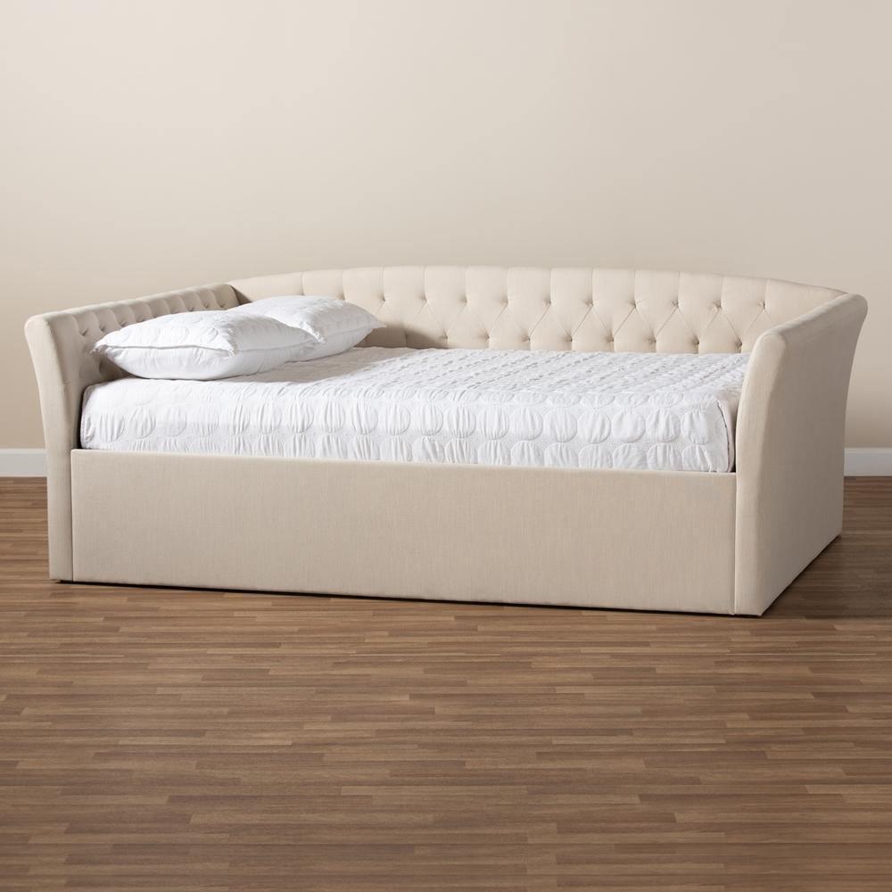 Delora Modern and Contemporary Beige Fabric Upholstered Full Size Daybed FredCo