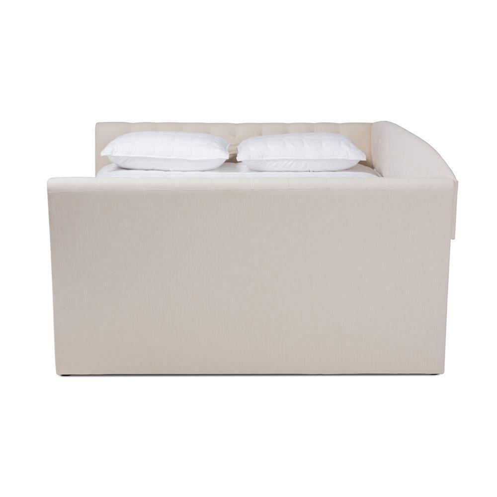Delora Modern and Contemporary Beige Fabric Upholstered Full Size Daybed FredCo