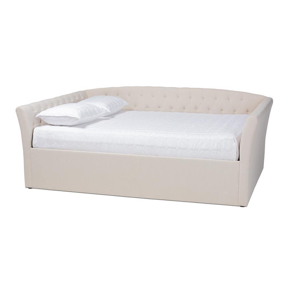 Delora Modern and Contemporary Beige Fabric Upholstered Full Size Daybed FredCo