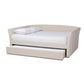 Delora Modern and Contemporary Beige Fabric Upholstered Full Size Daybed with Roll-Out Trundle Bed FredCo