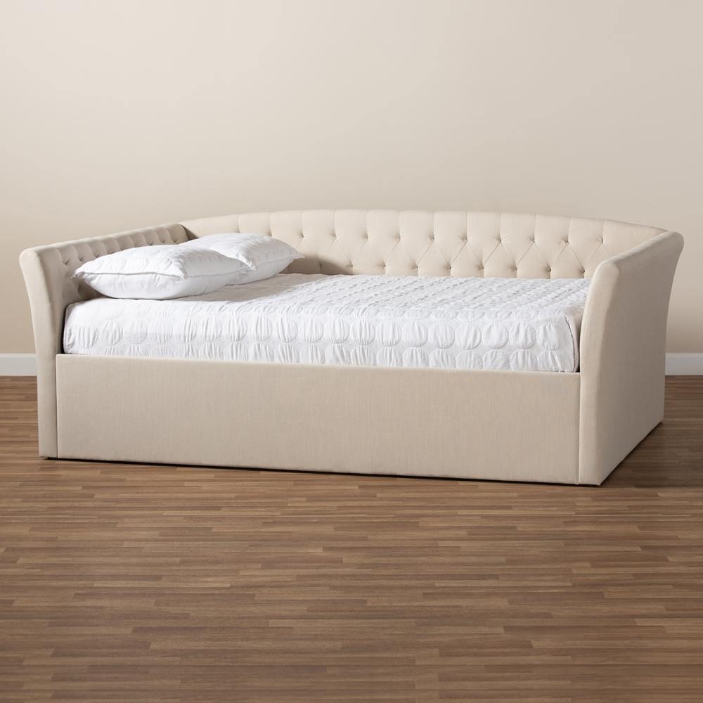 Delora Modern and Contemporary Beige Fabric Upholstered Queen Size Daybed FredCo