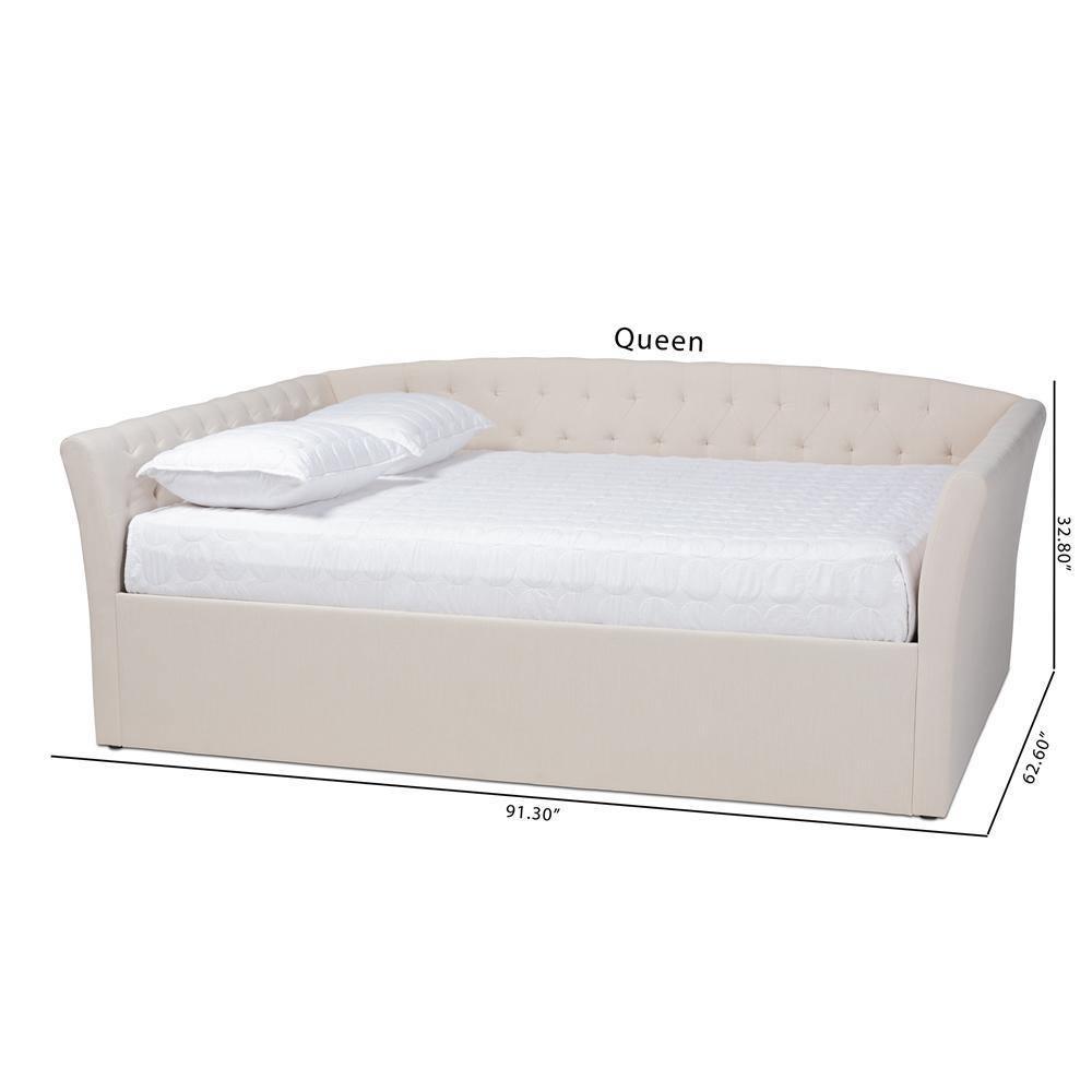 Delora Modern and Contemporary Beige Fabric Upholstered Queen Size Daybed FredCo