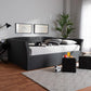 Delora Modern and Contemporary Dark Grey Fabric Upholstered Full Size Daybed FredCo