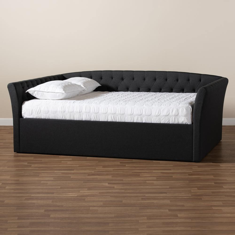 Delora Modern and Contemporary Dark Grey Fabric Upholstered Full Size Daybed FredCo