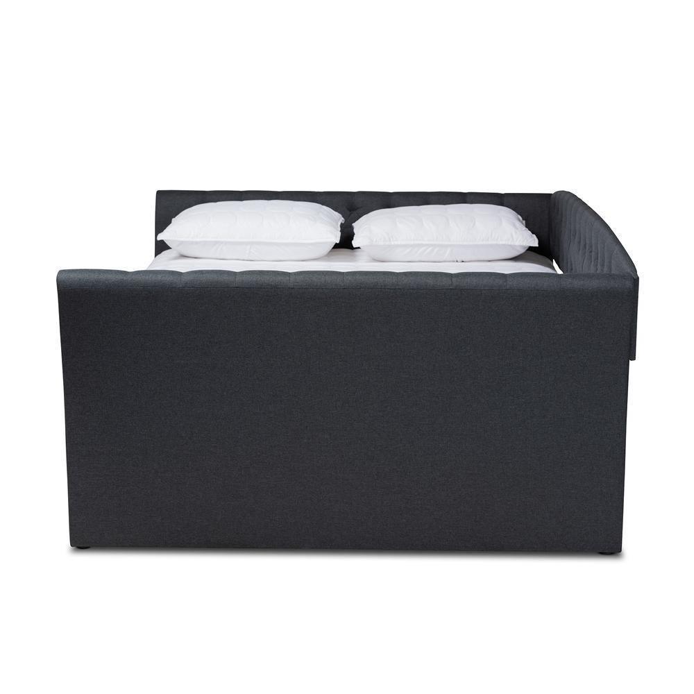 Delora Modern and Contemporary Dark Grey Fabric Upholstered Full Size Daybed FredCo
