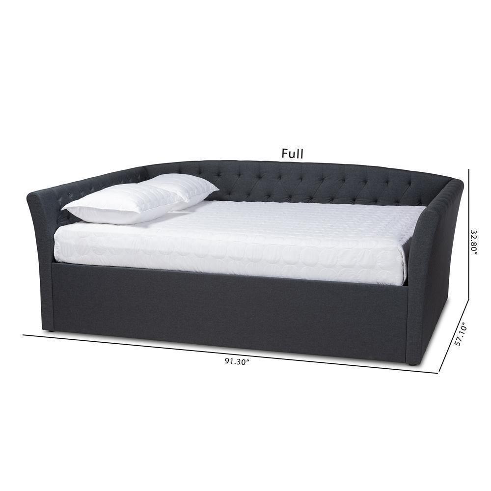 Delora Modern and Contemporary Dark Grey Fabric Upholstered Full Size Daybed FredCo