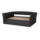 Delora Modern and Contemporary Dark Grey Fabric Upholstered Queen Size Daybed with Roll-Out Trundle Bed FredCo