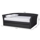Delora Modern and Contemporary Dark Grey Fabric Upholstered Queen Size Daybed with Roll-Out Trundle Bed FredCo