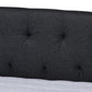 Delora Modern and Contemporary Dark Grey Fabric Upholstered Queen Size Daybed with Roll-Out Trundle Bed FredCo