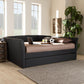 Delora Modern and Contemporary Dark Grey Fabric Upholstered Queen Size Daybed with Roll-Out Trundle Bed FredCo