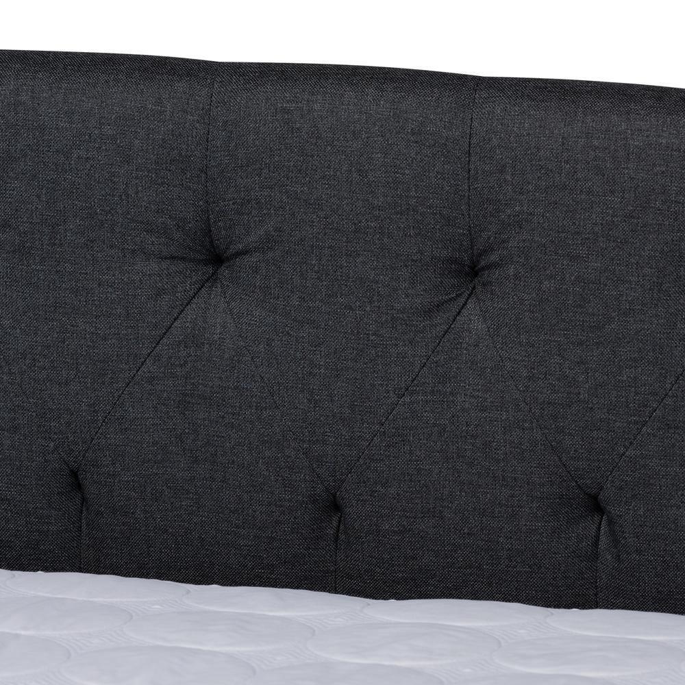 Delora Modern and Contemporary Dark Grey Fabric Upholstered Queen Size Daybed with Roll-Out Trundle Bed FredCo