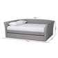 Delora Modern and Contemporary Light Grey Fabric Upholstered Full Size Daybed with Roll-Out Trundle Bed FredCo