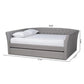 Delora Modern and Contemporary Light Grey Fabric Upholstered Queen Size Daybed with Roll-Out Trundle Bed FredCo
