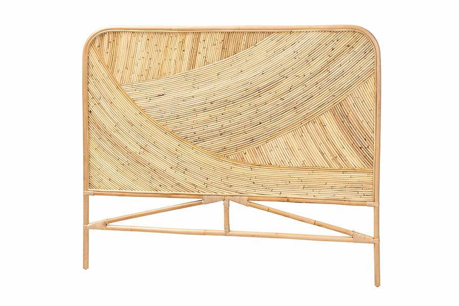 Delphi Modern Bohemian Natural Brown Rattan Queen Size Standalone Headboard FredCo