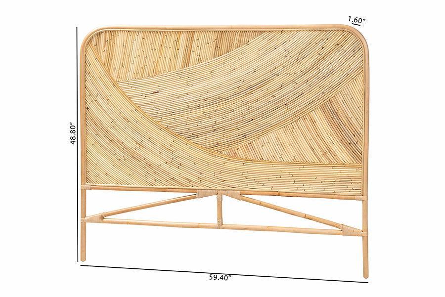 Delphi Modern Bohemian Natural Brown Rattan Queen Size Standalone Headboard FredCo