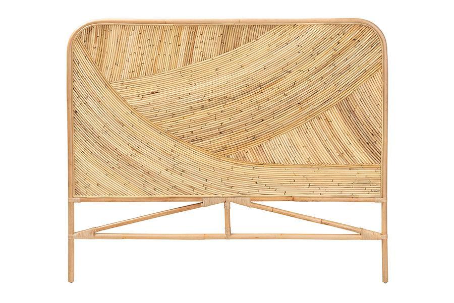 Delphi Modern Bohemian Natural Brown Rattan Queen Size Standalone Headboard FredCo
