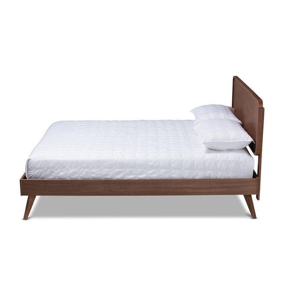 Demeter Mid-Century Modern Walnut Brown Finished Wood King Size Platfo