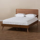 Demeter Mid-Century Modern Walnut Brown Finished Wood Queen Size Platform Bed FredCo