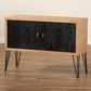 Denali Modern and Contemporary Two-Tone Walnut Brown and Black Finished Wood and Metal Storage Cabinet FredCo