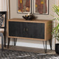 Denali Modern and Contemporary Two-Tone Walnut Brown and Black Finished Wood and Metal Storage Cabinet FredCo