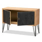 Denali Modern and Contemporary Two-Tone Walnut Brown and Black Finished Wood and Metal Storage Cabinet FredCo