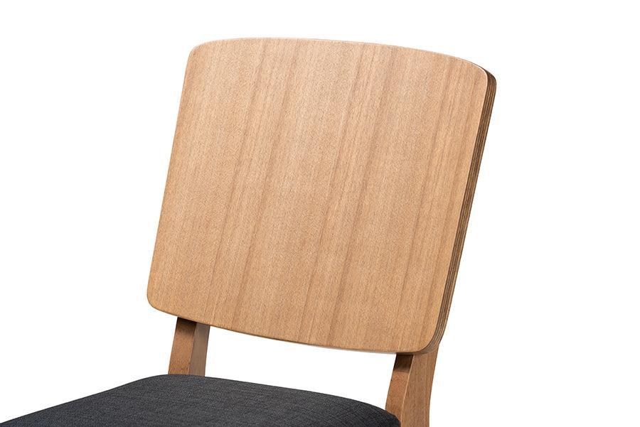 Denmark Mid-Century Modern Black Fabric and French Oak Brown Finished Rubberwood 2-Piece Dining Chair Set FredCo
