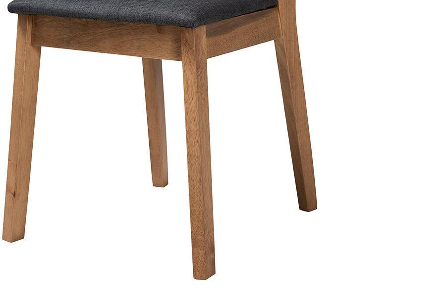 Denmark Mid-Century Modern Black Fabric and French Oak Brown Finished Rubberwood 2-Piece Dining Chair Set FredCo