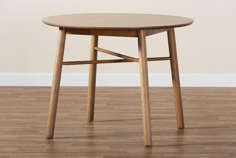 Denmark Mid-Century Modern French Oak Brown Finished Rubberwood Dining Table FredCo