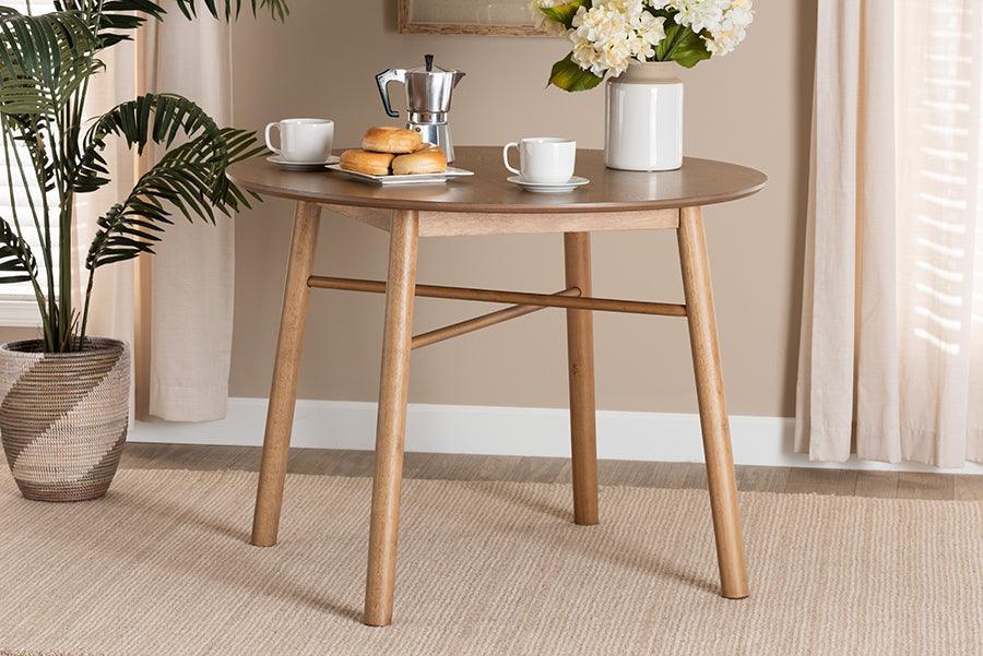 Denmark Mid-Century Modern French Oak Brown Finished Rubberwood Dining Table FredCo