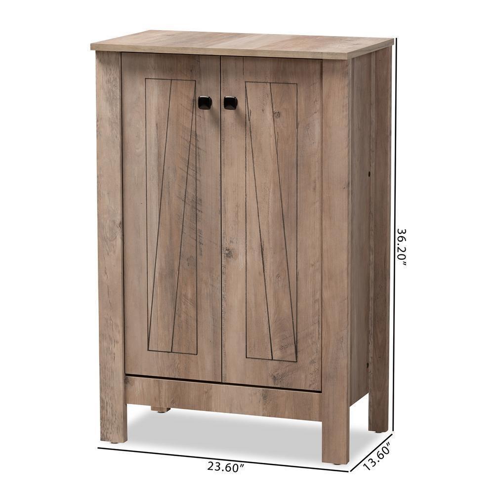 Derek Modern and Contemporary Transitional Natural Oak Finished Wood 2-Door Shoe Cabinet FredCo