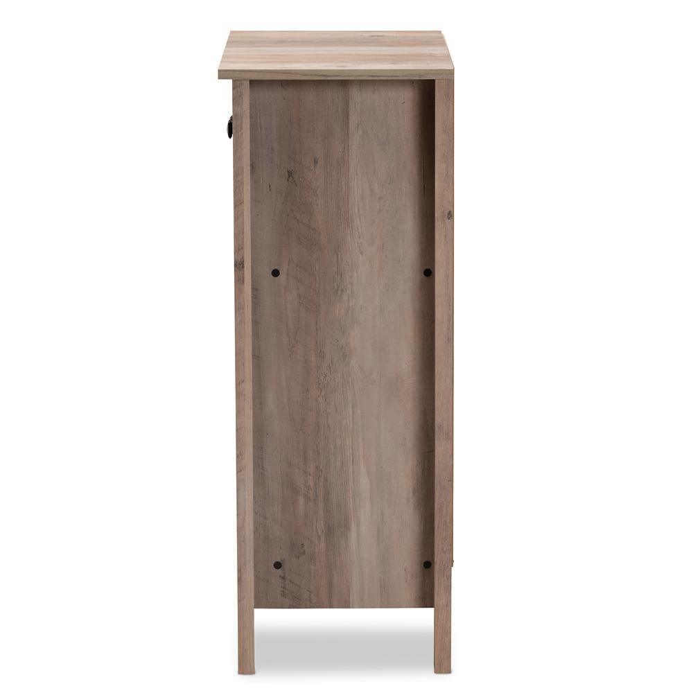 Derek Modern and Contemporary Transitional Natural Oak Finished Wood 2-Door Shoe Cabinet FredCo