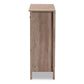 Derek Modern and Contemporary Transitional Natural Oak Finished Wood 3-Door Shoe Cabinet FredCo