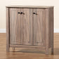 Derek Modern and Contemporary Transitional Natural Oak Finished Wood 3-Door Shoe Cabinet FredCo