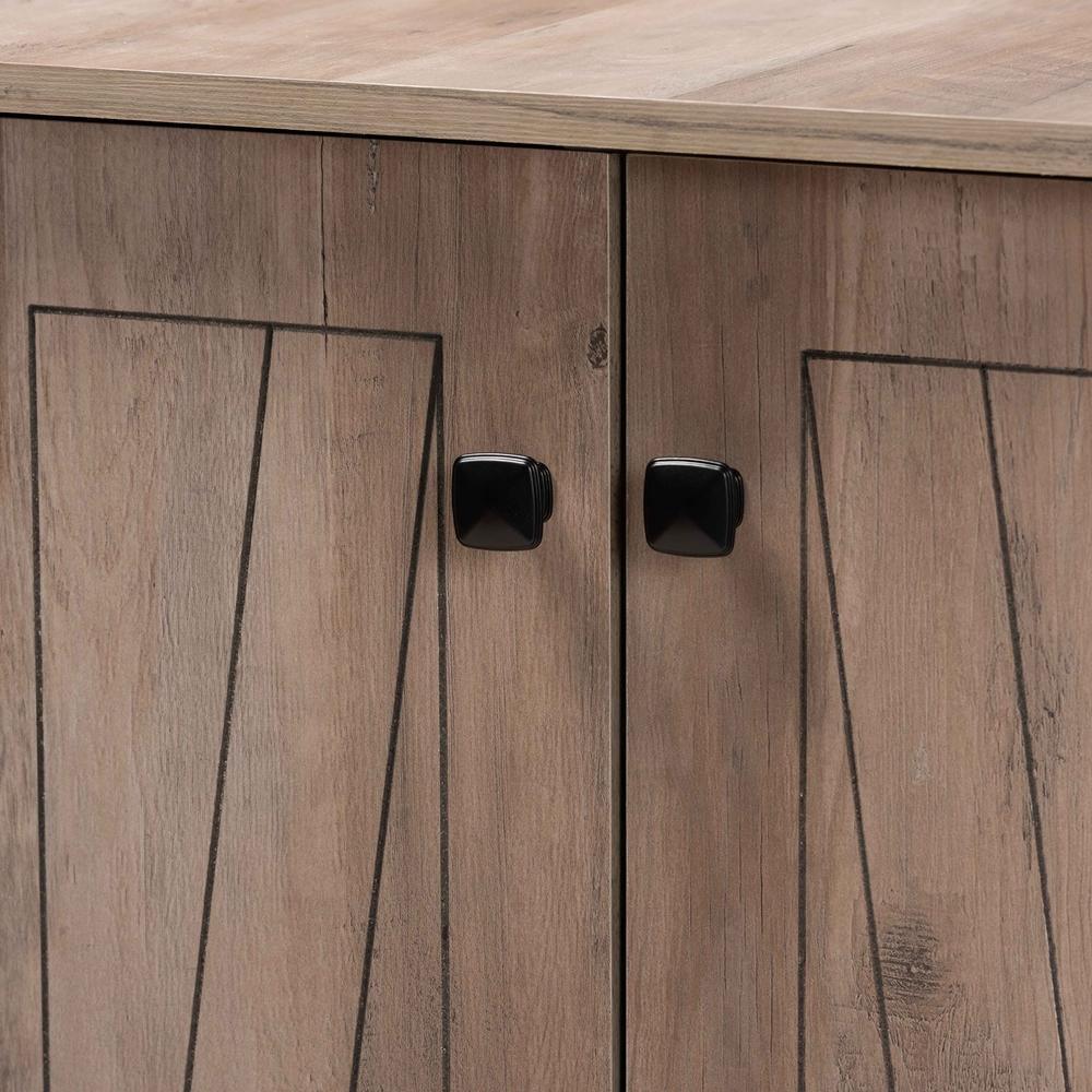 Derek Modern and Contemporary Transitional Natural Oak Finished Wood 3-Door Shoe Cabinet FredCo