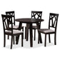 Derya Modern Transitional Grey Fabric Upholstered and Dark Brown Finished Wood 5-Piece Dining Set FredCo