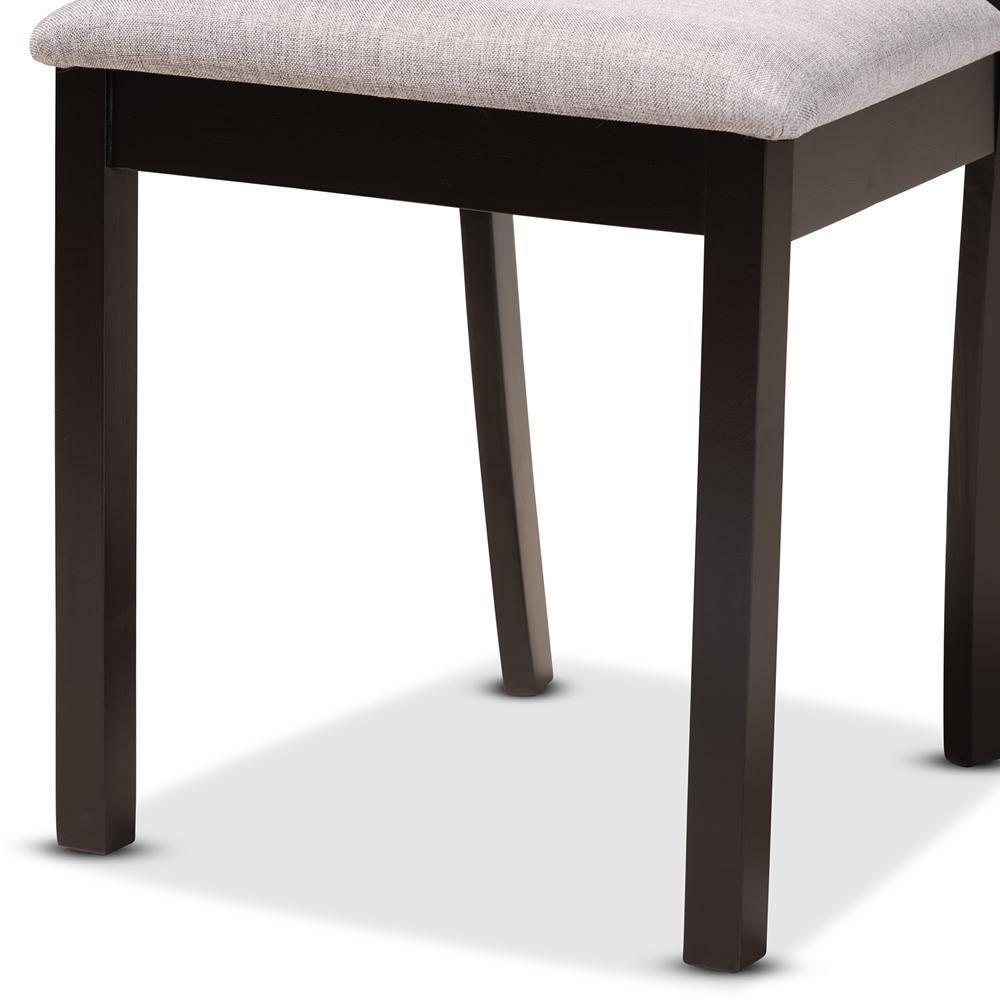 Derya Modern Transitional Grey Fabric Upholstered and Dark Brown Finished Wood 5-Piece Dining Set FredCo