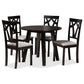 Derya Modern Transitional Grey Fabric Upholstered and Dark Brown Finished Wood 5-Piece Dining Set FredCo