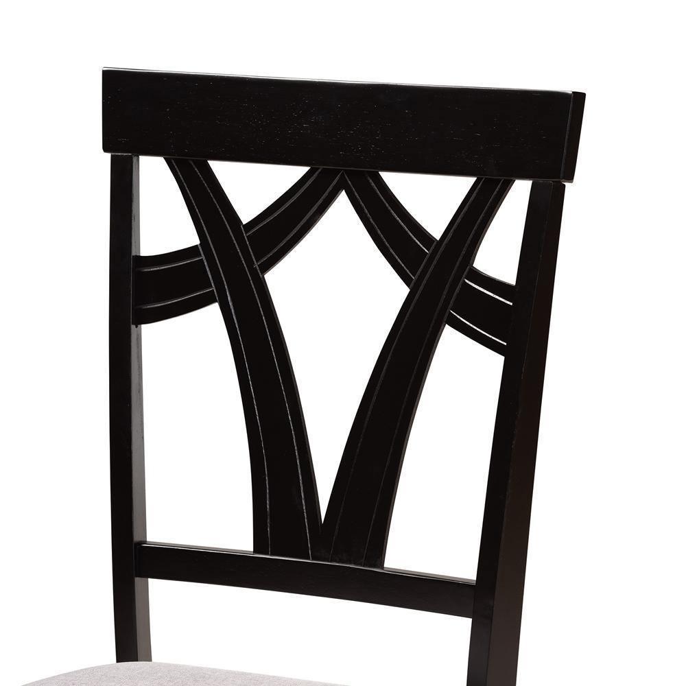 Derya Modern Transitional Grey Fabric Upholstered and Dark Brown Finished Wood 5-Piece Dining Set FredCo