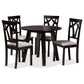 Derya Modern Transitional Grey Fabric Upholstered and Dark Brown Finished Wood 5-Piece Dining Set FredCo