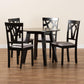 Derya Modern Transitional Grey Fabric Upholstered and Dark Brown Finished Wood 5-Piece Dining Set FredCo