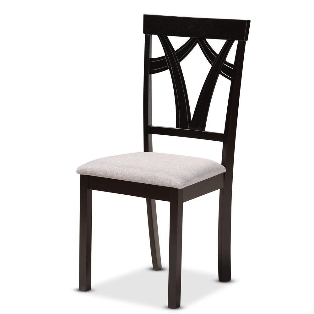 Derya Modern Transitional Grey Fabric Upholstered and Dark Brown Finished Wood 5-Piece Dining Set FredCo