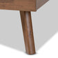 Devan Mid-Century Modern Light Grey Fabric Upholstered Walnut Brown Finished Wood Queen Size Platform Bed FredCo