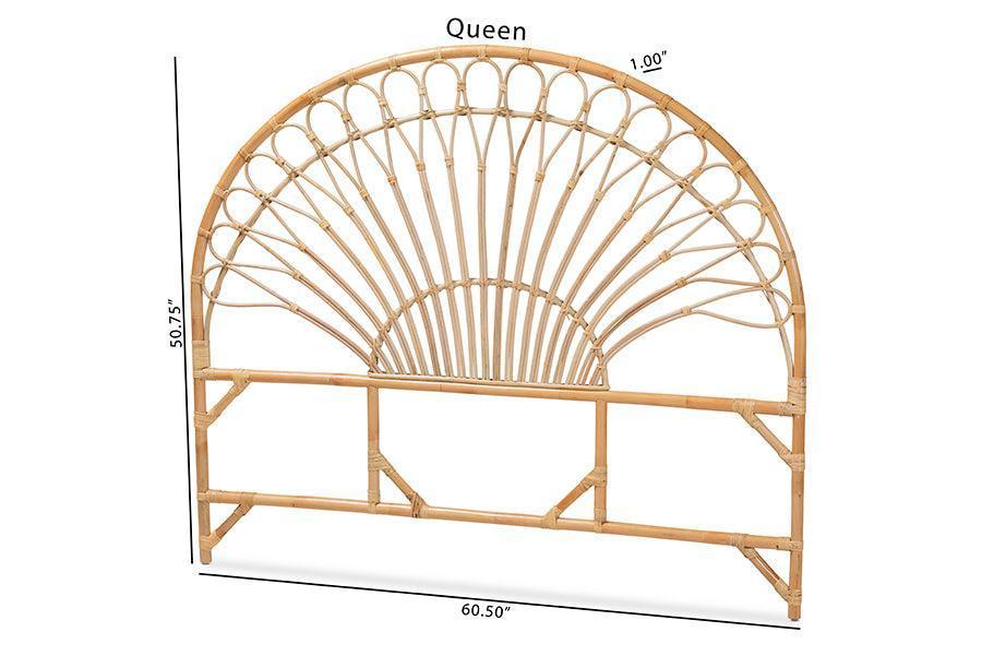 Devereaux Modern Bohemian Natural Brown Rattan Queen Size Standalone Headboard FredCo