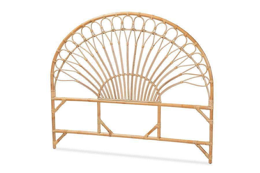 Devereaux Modern Bohemian Natural Brown Rattan Queen Size Standalone Headboard FredCo