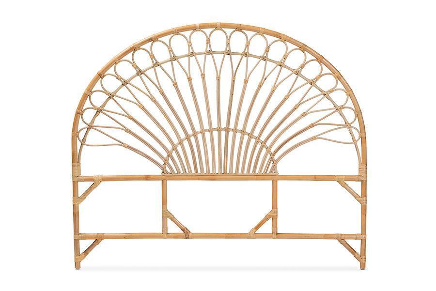 Devereaux Modern Bohemian Natural Brown Rattan Queen Size Standalone Headboard FredCo
