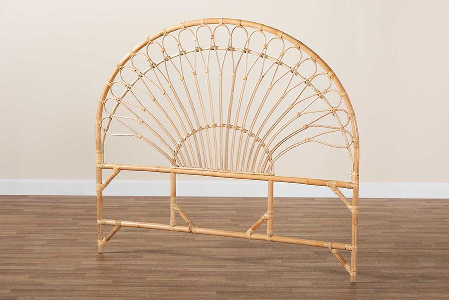 Devereaux Modern Bohemian Natural Brown Rattan Queen Size Standalone Headboard FredCo